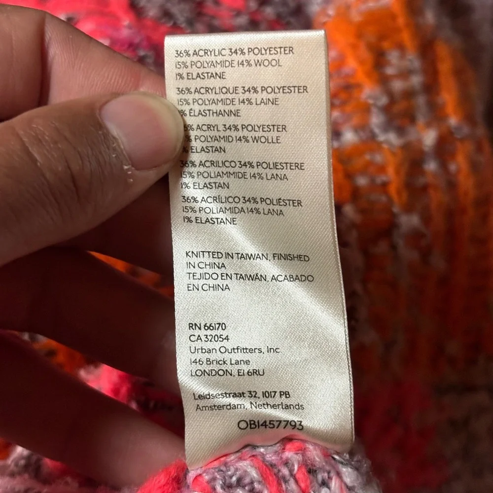 Free People Gather Me CLose Cardigan Womens XS Pink Orange Floral Knit‎ Sweater